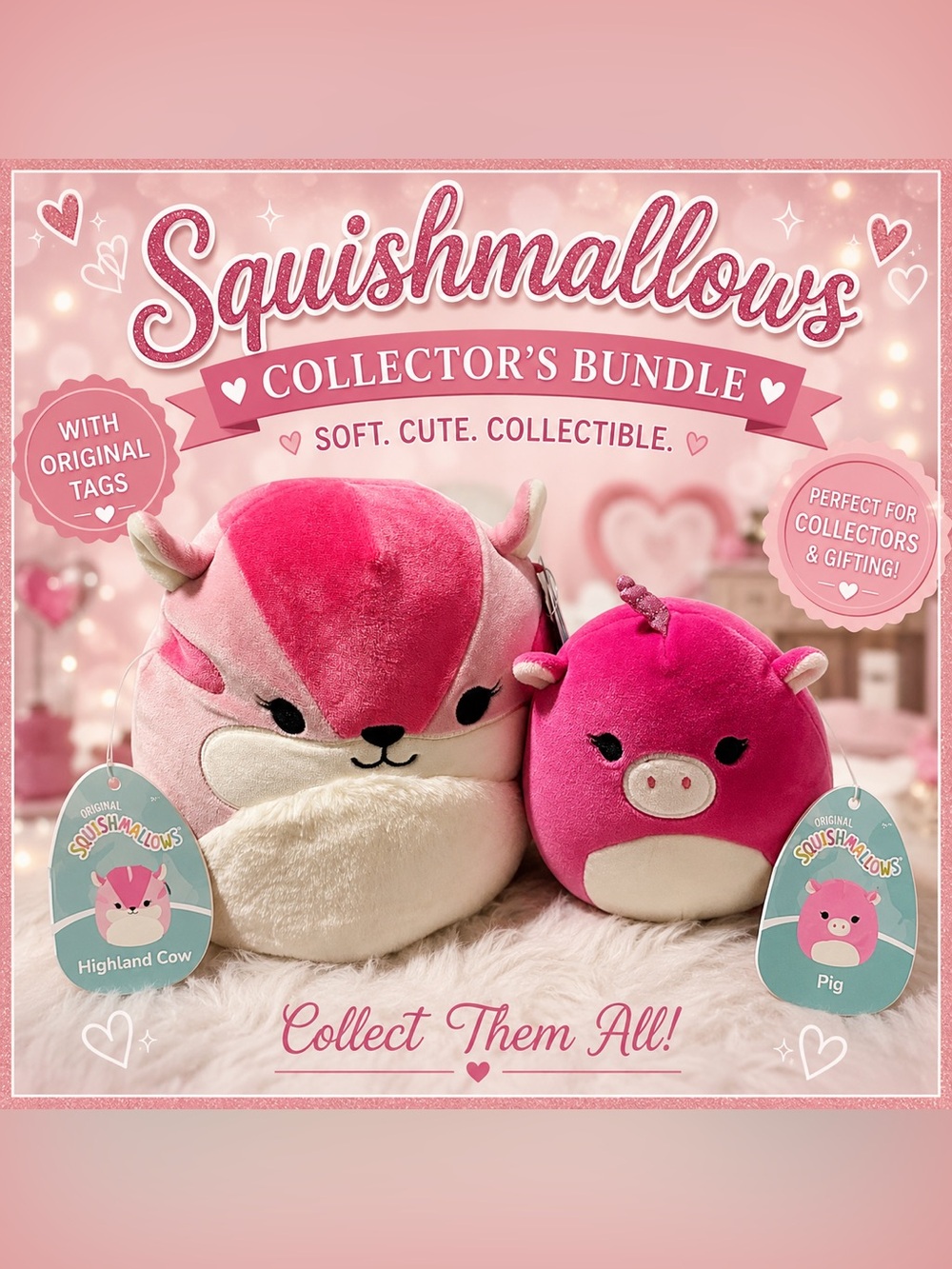 Squishmallows Zoe Unicorn Pig & Dianalee Chipmunk Plush Bundle w/Original Tags